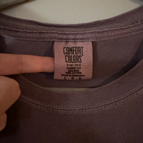 Purple Alpha Kappa Lamba x Phi Mu Spring Block Pocket Comfort Colors Tee Size L - Picture 3 of 6